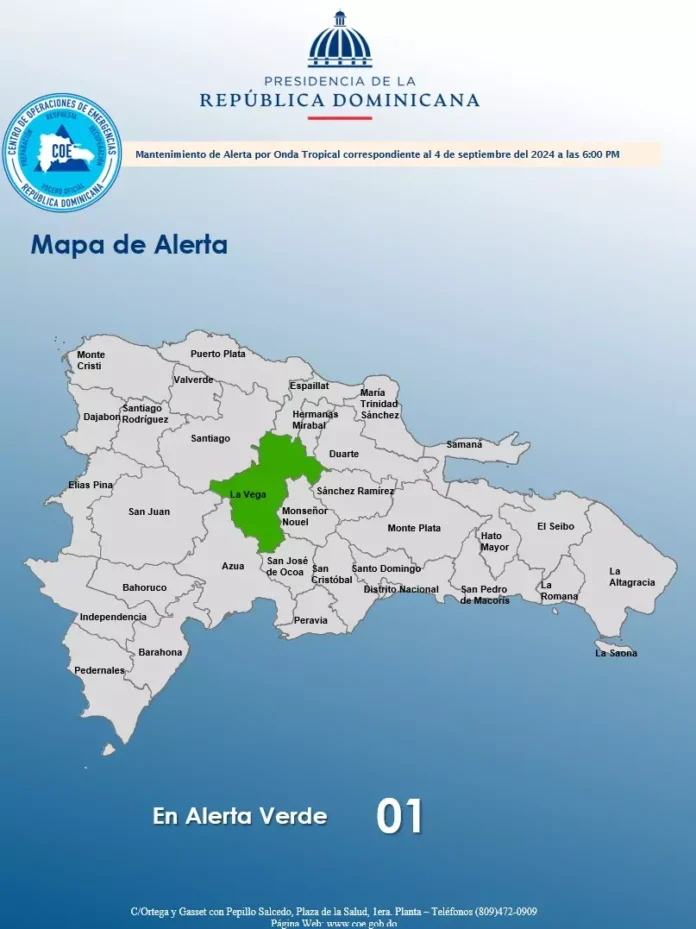 COE reduce niveles de alerta y mantiene a La Vega en verde por inestables condiciones meteorológicas COE reduce niveles de alerta y mantiene a La Vega en verde por inestables condiciones meteorológicas