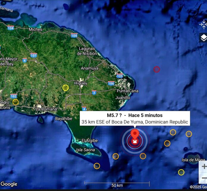 La madrugada de este martes se registró sismo de 5.7 en la zona este del país