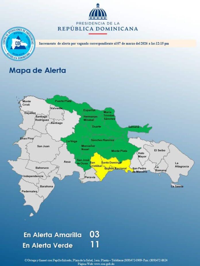 COE eleva las provincias en alerta debido a las fuertes lluvias