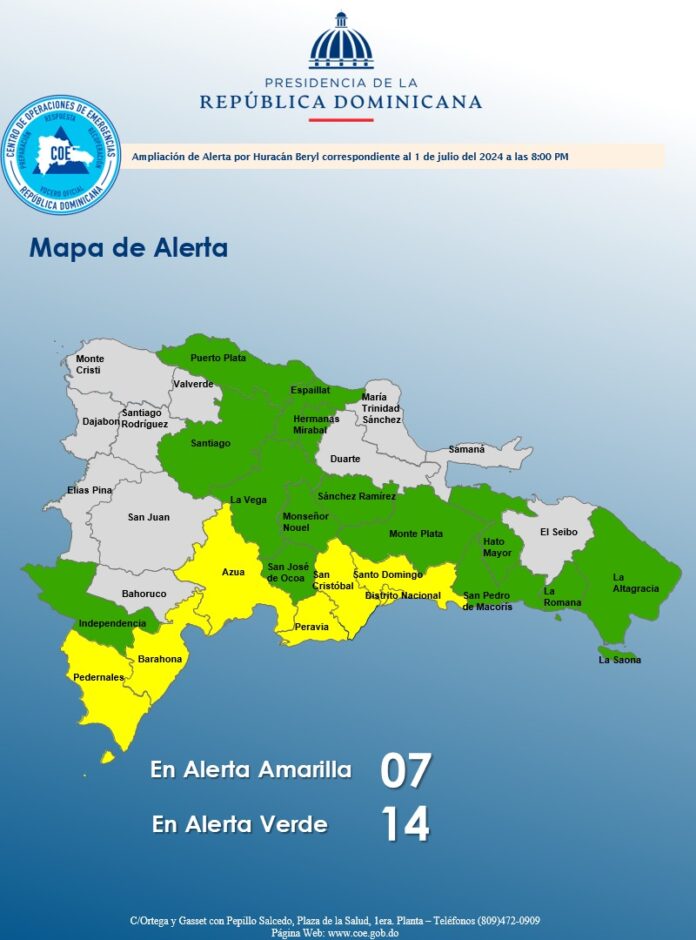 COE coloca 21 provincias en alerta COE coloca 21 provincias en alerta