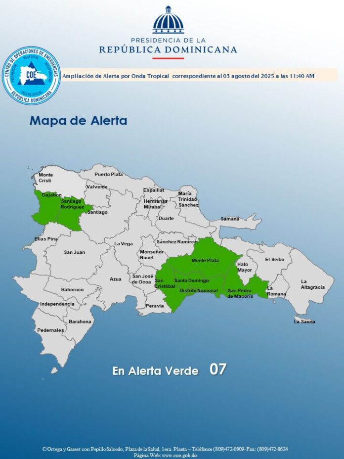 COE eleva a siete las provincias en alerta meteorológica COE eleva a siete las provincias en alerta meteorológica