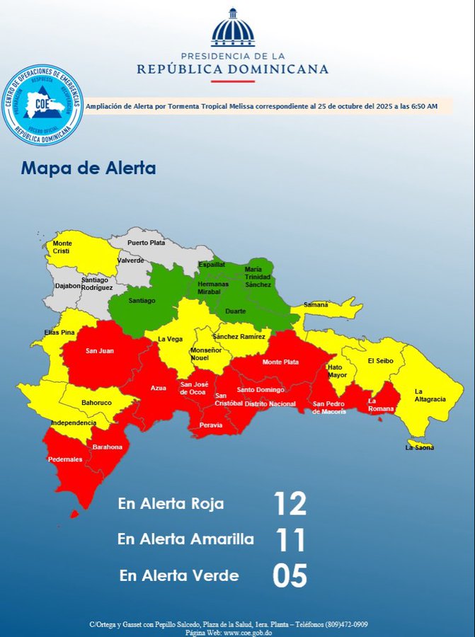 COE aumenta el número de provincias en alerta COE aumenta el número de provincias en alerta