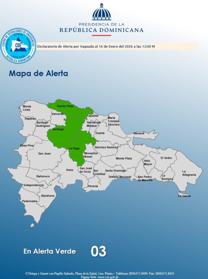 COE coloca tres provincias en Alerta Verde
