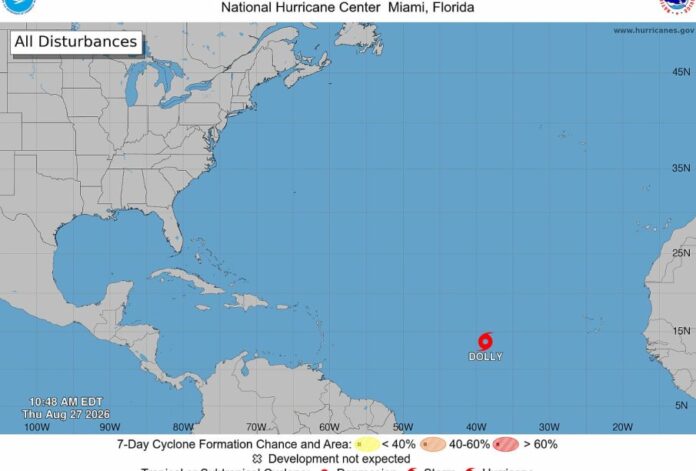 Nace la tormenta tropical Dolly en el Atlántico; prevén lluvias en el Caribe y piden precaución